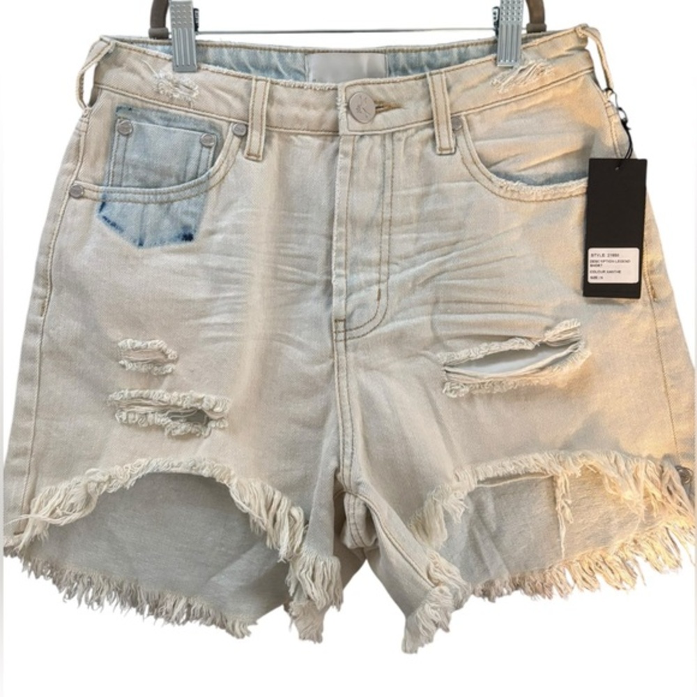 NWT One Teaspoon Revolve Women’s Distressed Denim Shorts Size 26 Raw Hem Cutoff